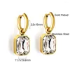 Hoopörhängen Luxusteel Vintage Cubic Zirconia Square för kvinnor Luxury Crystal Gold Color Rostfritt stål Party Bröllop smycken