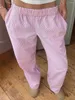 女性用の女性用スリープウェア女性用パジャマパンツゆるいプリント弾性ウエストのズボンポケット付きラウンジスリープボトム