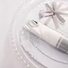 Disposable Dinnerware 350PCS Silver Plastic Plates & Pre Rolled Napkins For 50 Guests Dinerware Set 100