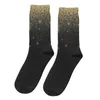 Chaussettes pour hommes Modèle de paillettes noir et or 3D Impression drôle Harajuku Unisexe Tube Middle