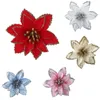 Dekoracje świąteczne 5/10 PCS sztuczne kwiaty Glitter Fake Flower Merry Tree Home ozdoba szczęśliwego roku Prezent