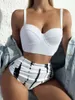 Kobiety stroju kąpielowego 2024 Push Up Swimsuit Kobiety bikini z wysokim talii