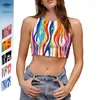 Women's Tanks Colorful Fluid Painting Body Art Thermal Sensing Female Crop Top Sexy 3D Printing Summer Sleeveless Woman Clothing Y2K Vest