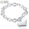 Kedja Simple Heart Card Silver Color Armband för Women Chain Wedding Party Lady Valentines Day Gifts smycken Y240420