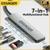 Stationer Essager USB Hub 7 i 1 USB C Hub PD60W USB Typ C till Multi USB 3.0 Adapter för MacBook Pro Air Huawei Mate 30 USBC 3.0 Splitter