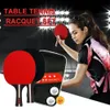 4pcs Table Tennis Racket Ping Ping Ping Pong Paddle 2 Rackets 3 sfere paddelle in gomma elevata set per l'allenamento avanzato 240419