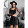 Urban Sexy Dresses Halloween Gothic Women Dress Long Sleeve High midjeklänningar 2023 Ny Goth Eesthetic 90s Egirl Sexig Slim Party Club Dress Sy21358 Y240420