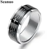 With Side Stones Seanuo 2024 Brand Polygonal Stainless Steel Bible Verse Men Wedding Rings Fashion 316L Cross Male Never Fade Smooth