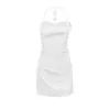 Womens Sexy Halter Off the ombre girl vestido sem costas de estilo puro branco