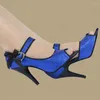 Chaussures de danse Dileechi Classic Blue Latin Femme Femme Femme Square Ballroom Dancing 10cm Talon