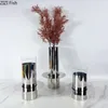 Wazony srebrny cylinder szklany wazon kwiaty garnki dekoracja biurka