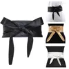 Belts Green Women Belt Leather Cumber Bands For Wide Waist Bow Self Tie Wrap Brand Ladies Fashion