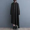 Vestidos casuales 2024 a estilo japonés Patchwork negro oscuro Vestido de primavera suelto para mujeres