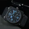 Bell e Ross High Quality Brand Bell Ross Man Br0192 Automático Mechanical Mechanical Watch Bell Black Ross Rubber 46mm AAA Relógio grande Dial grande Men observa o designer movemen