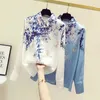 Fanieces S-4XL Luxury Floral Print Shirts Women Long Sleeve Button Chiffon Top Ladies V-Neck Blouse Blusas Mujer 6673 240419