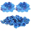 Fleurs décoratives 50 pcs Ornement de mariage Tissu de tête de fleur de soie les têtes artificielles bleues décorations de rose
