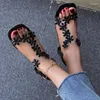 Sandaler Transparent Square Heel For Women Luxury Flash Borr Flower Summer High Heels Kvinnor Låg Sandal Storlek 43