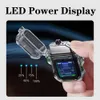 Waterproof Transparent Shell Pulse Plasma Flameless Double Arc Type-c Lighter Outdoor Windproof COB Emergency Light Camping Tool