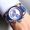 Novo Mestre da Lua de Lua 311 33 40 30 02 001 Quartz Chronograph Mens Assista Branco Dial Blue Subdial Aço Case Blue Leather Watches Hel193Q