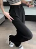 Calça feminina sólida para mulheres de moda de moda folhas dobras na cintura alta vintage elegante casual comprimento completo