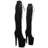 Dance Shoes Fashion Women 20CM/8inches Suede Upper Plating Platform Sexy High Heels Thigh Boots Pole 169-3