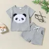 Clothing Sets 0-3Y Baby Boys Girls Clothes Set 2024 Summer Short Sleeve Crew Neck Embroidery Panda T-shirt With Shorts 2Pcs Outfits