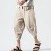 Pantaloni da uomo a strisce di carote estate ritagliata con elastico harem di stampa verticale in vita per lo streetwear