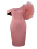 Lässige Kleider rosa sexy sexy ein schulter schicker mesh kleider für Frauen Party Abend Slim Bodycon Hip Wrap Bleistift Femme Robe