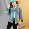 Vestes pour femmes printemps de haute qualité manteau denim vintage brodé de haut décontracté pour femmes