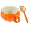 Tassen 1 Set Kürbisform Keramik Becher Neuheit Wasser Halloween Kaffee Office Tasse mit Löffel