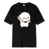 Adorável Bubu está jogando chinelos em Dudu, já que ele provoca Bubu Tir Shirt Bear Tshirt Kawaii Macho Male Men Tops Camisa gráfica 240420