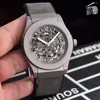 Montre-bracelets Luxury Men Automatic mécanical montre Titanium Black Grey Leather Sport Watches