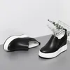 Casual Shoes 9cm äkta läderkvinnor Höjd ökar 2024 Spring Silver Platform Hidden Wedge Sneakers Kvinna Vulcanize