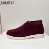 Klädskor 2024 stickade krage män loafers äkta mocka läder slip-on platt high topp manlig affärspar