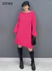 Vestidos casuais xitao vestido de tricô solto de moda de cor de cor de cor de l em silêncio da primavera de primavera de simplicidade tendência HQQ1752