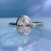 Cluster Anneaux 18 carats Gold Gold 925 Silver Sterling Oval 6 8 mm High Carbone Diamond Gemstone Simple Women Femmes Ring Fine Jewelry Wholesale