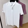 High End Brand Polo Shirt krótkie rękawie Summer Haft Fashion Business Casual Cool Feeling Silk T-Shirt 240420