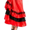 ステージウェアスペインのジプシーブルファイトダンスフラメンコドレスビンテージセクシーな赤い大きなスイング女性ショーファンシーハロウィーンコスチューム