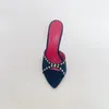 Slippers Rivet High Heels's Women's Fabriqué à la main 12 cm STTIETTO Sandales pointues Peep Toe Robe de mode Half Chores Big Taille