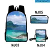 Rucksack Harajuku Fantastische Landschaft 3D Print 3pcs/Set Pupil Schools Taschen Laptop Daypack geneigte Umhängetasche Stifte Gehäuse