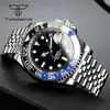 Tandorio NH35A Date en acier inoxydable 40 mm Dive Automatic Hommes Regardez Sapphire Crystal Cépoute rotative Lumineuse Mécrose mécanique 220407