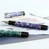 Pens MAJOHN M600S Celluloid Ice Crystal Blue Fountain Pen F Nib Premium Office Business Writing Gift Ink Pen Stationery Supply