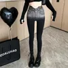 Jeans feminino Gradiente preto Cintura alta para mulheres 2024Autumn Slim Stretch Fish Lápis calças de jeans y2k streetwear calças casuais femininas