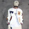 Män Autumn Multi-Letter broderi Baseball Uniform Retro Läderjacka Coat Spring Man Fashion Casual High Quality Clothing 240420