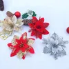 Dekoracje świąteczne 5/10 PCS sztuczne kwiaty Glitter Fake Flower Merry Tree Home ozdoba szczęśliwego roku Prezent