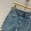 Jeans womans fashion streetwear pantaloni blu jeans da donna cerniera ad alta tasca con filo slim fit slip sight