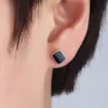 S925 Silver Ear Nail Mens Fashion Personlig Hip Hop Simple Cool Black Earrings Square