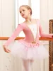 Girls elegant lace dance dress tulle tutu Fall/Winter warm plush long sleeve tutu Childrens tights 240411