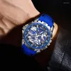 Relógios de pulso Lige Mechanical Watch Fashion Casual Waterproof Movimento Automático para Men Silicone Strap Hollow Tourbillon Luminous Clock