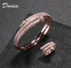 Donia Jewelry Luxury Bangle Party European och American Fashion Classic Large Nails Copper Microinlaid Zircon Armband Ring Set W1091179